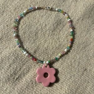🌸 Handmade Ceramic Pink Flower Choker 🌸
